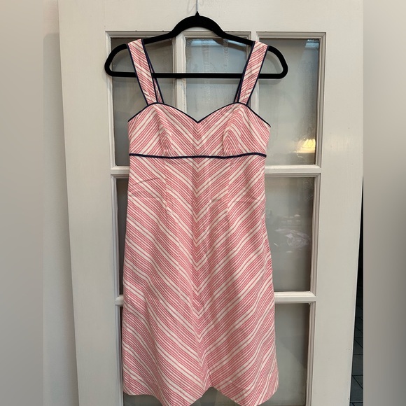 Lilly Pulitzer Dresses & Skirts - Vintage Lilly Pulitzer White Label Cotton Pink White Chevron Stripe Dress Size 2